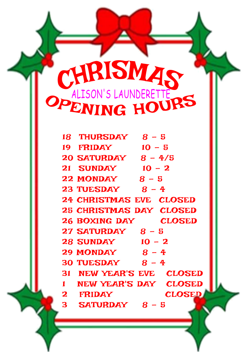 chrismas opening times